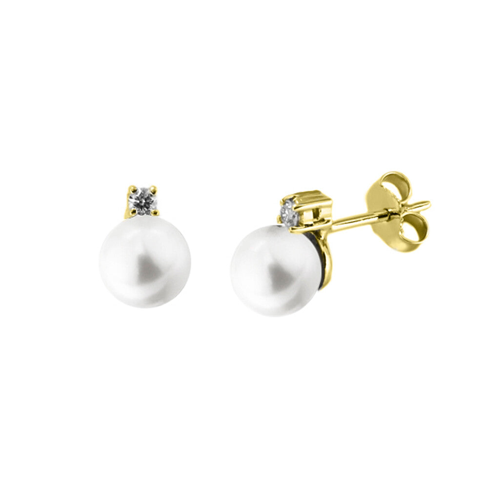 Ohrstecker Anja mit Diamanten und Perlen