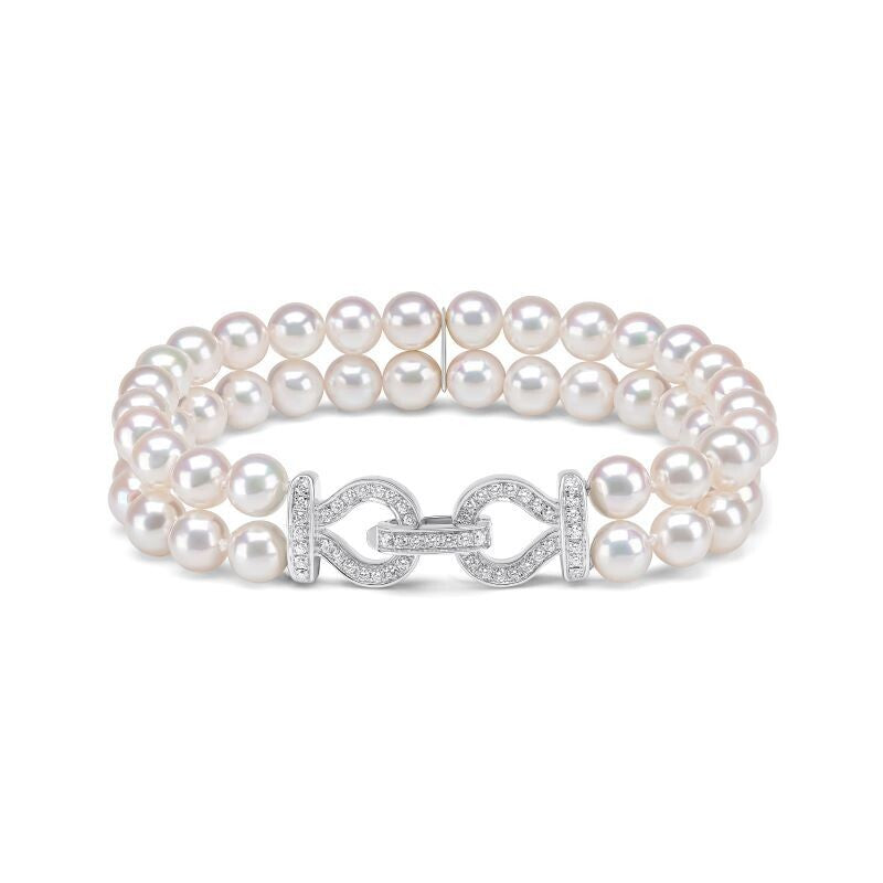 Akoya-Perlen- und Diamanten Armband