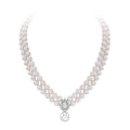 2 reihige Südsee- Perlen- und Diamant-Halskette