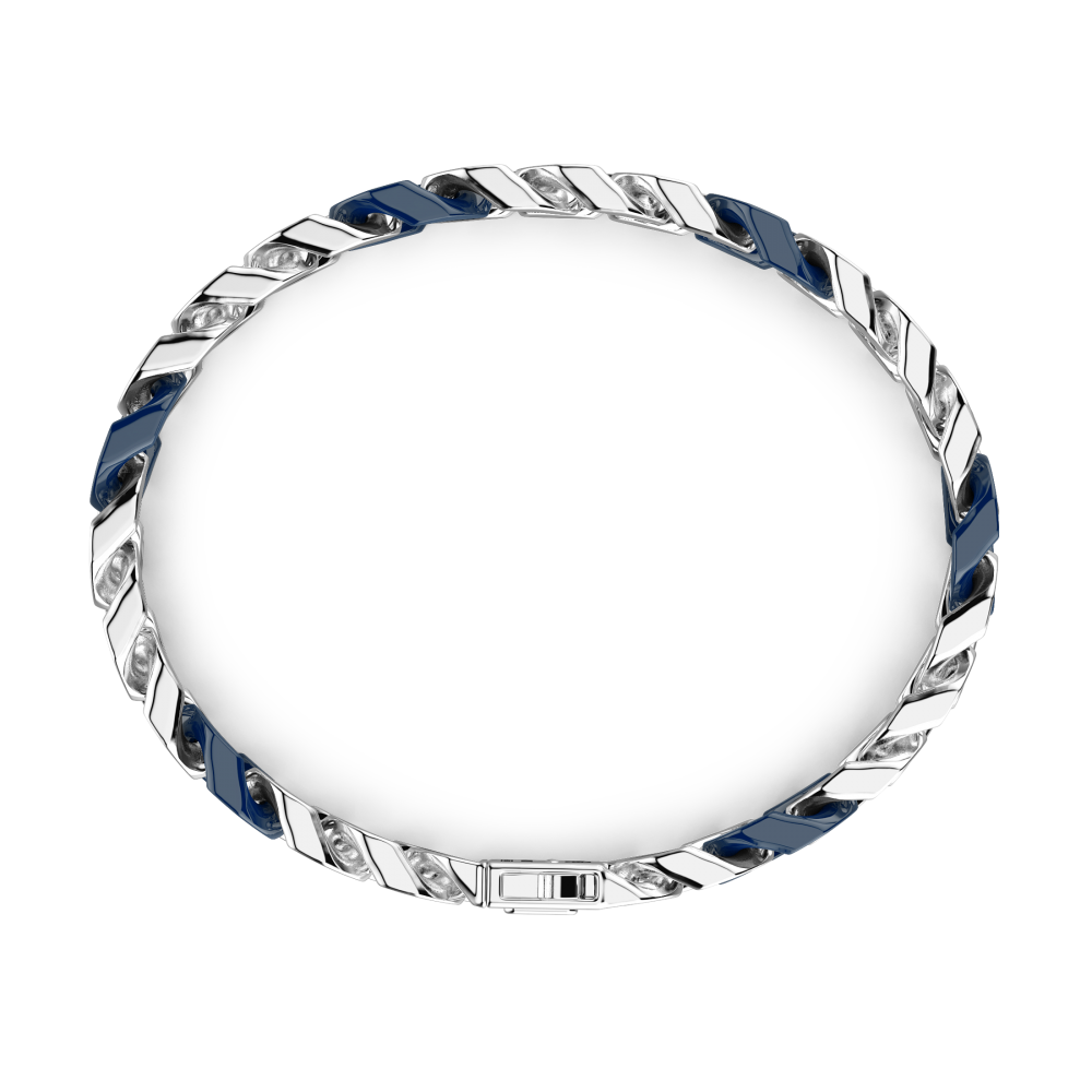 Zancan-Panzerkettenarmband aus Silber und Keramik mit emaillierten Gliedern