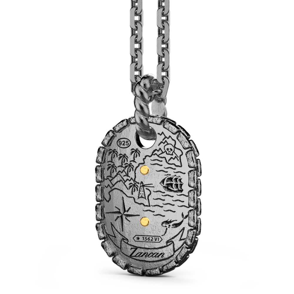 Zancan-Kette aus brüniertem Silber mit Leuchtturm