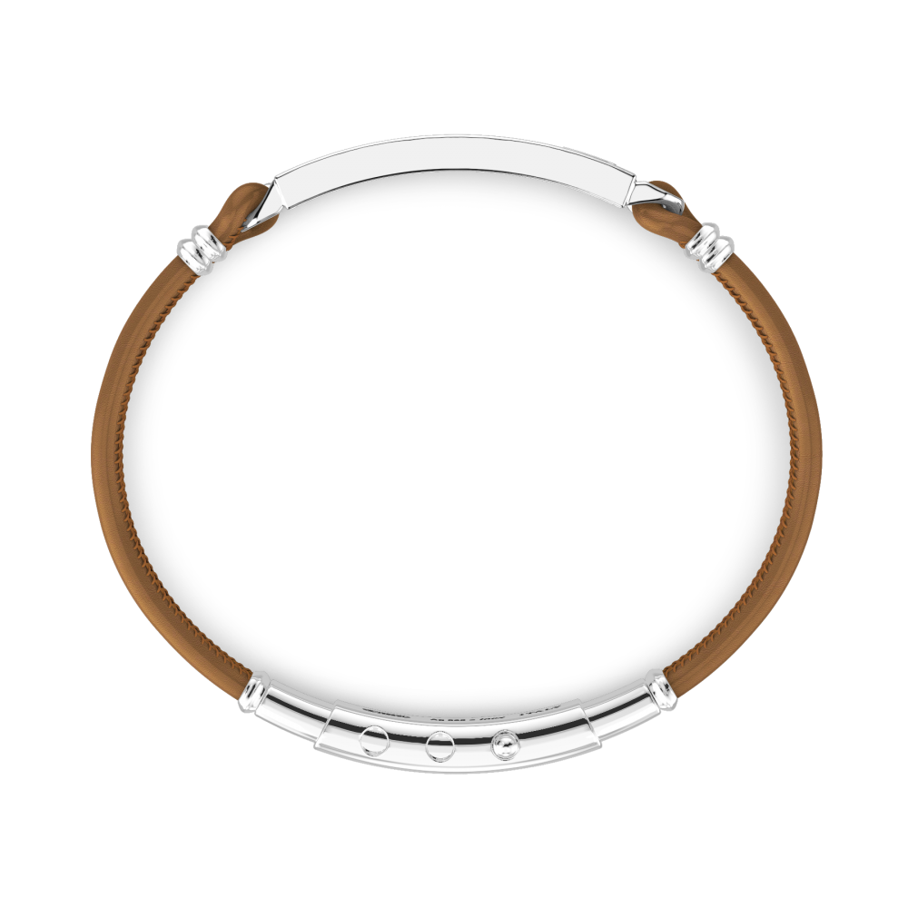 Bugatti Armband aus Naturleder, mit zentraler Silberplakette