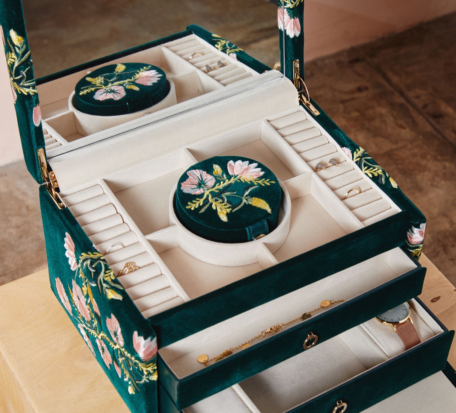 Zoe Schmuckbox – Mittelgroß Forest Green