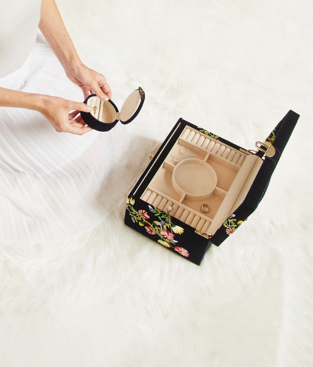 Zoe Medium Jewelry Box Indigo