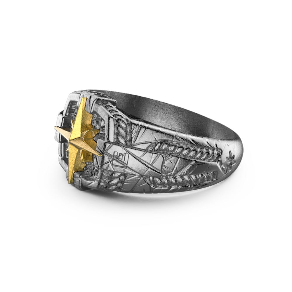 Zancan-Ring aus brüniertem Silber mit Windrose