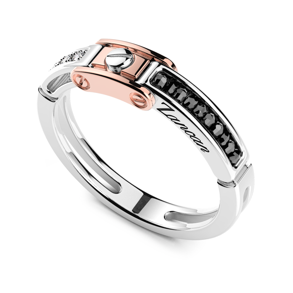 Zancan-Ring aus Weiß- und Roségold mit Diamanten