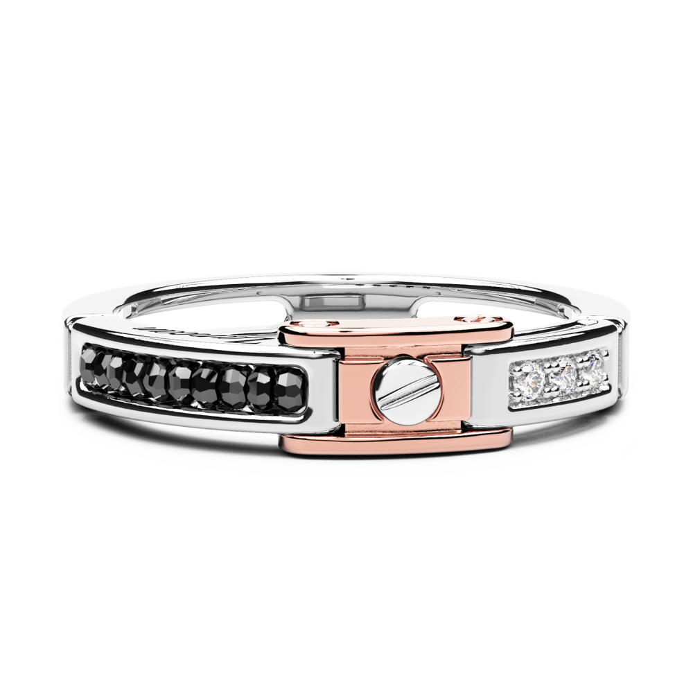 Zancan-Ring aus Weiß- und Roségold mit Diamanten