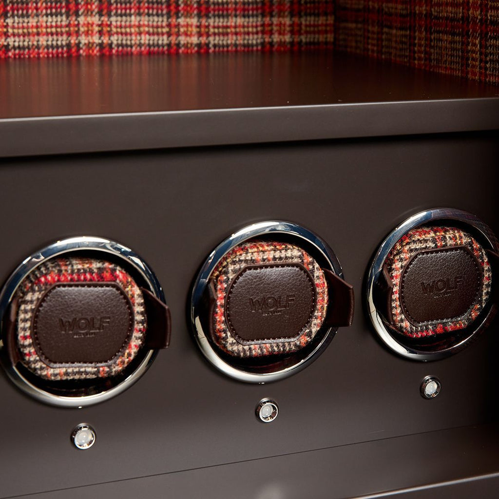 WM Brown Atlas 4-fach Uhrenbeweger-Tresor – Braun