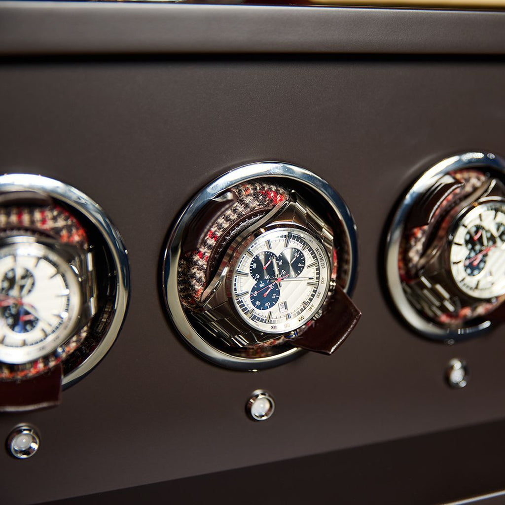 WM Brown Atlas 4-fach Uhrenbeweger-Tresor – Braun