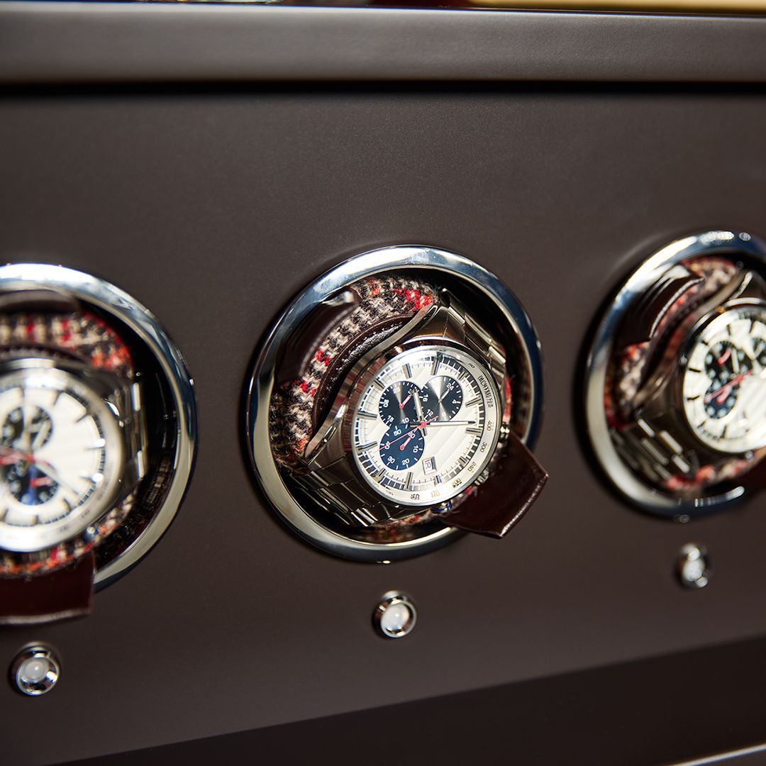 WM Brown Atlas 4-fach Uhrenbeweger-Tresor – Braun