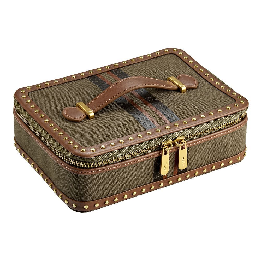 Ida Travel Zip Jewellery Case Khaki