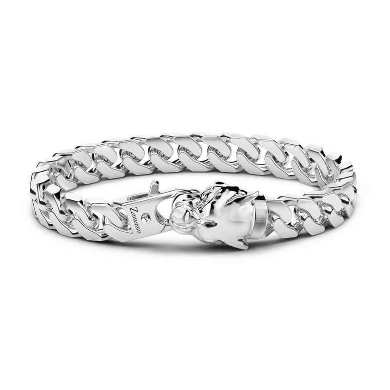 Zancan-Panzerkettenarmband aus Silber mit Pantherkopf-Verschluss