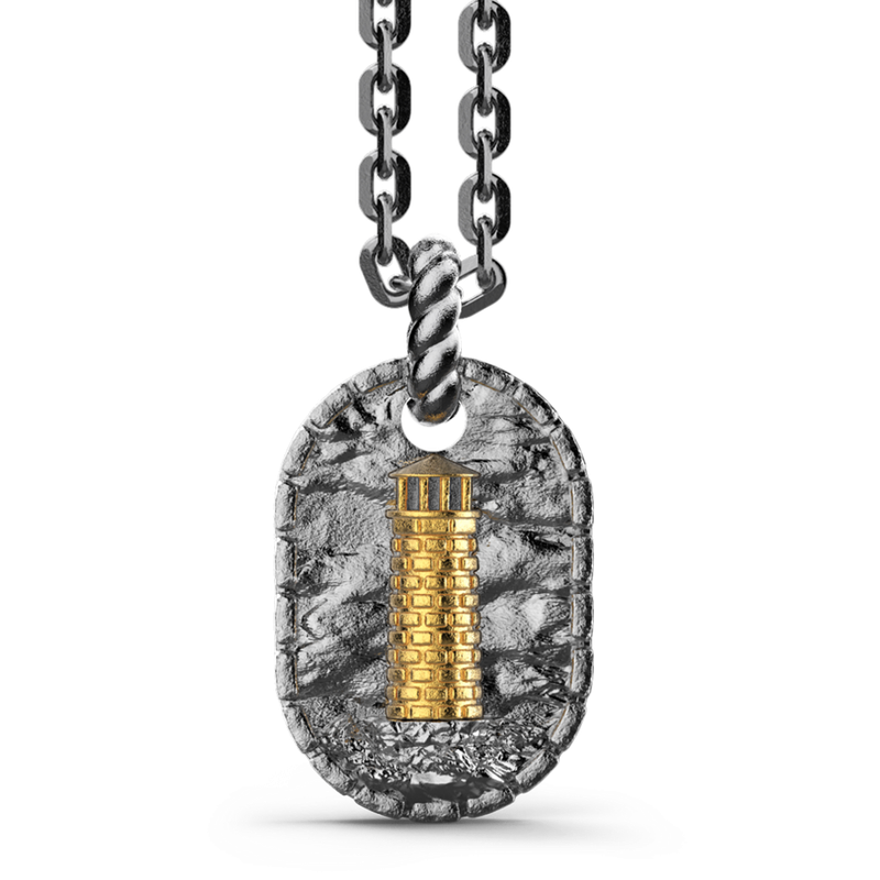Zancan-Kette aus brüniertem Silber mit Leuchtturm