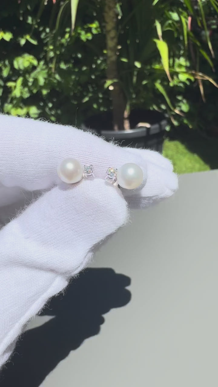 Ohrstecker Anja mit Diamanten und Perlen